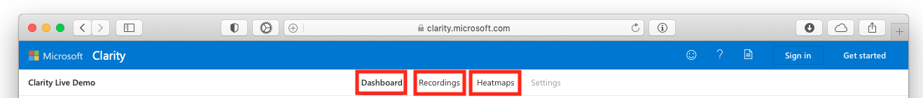 Microsoft Clarity options