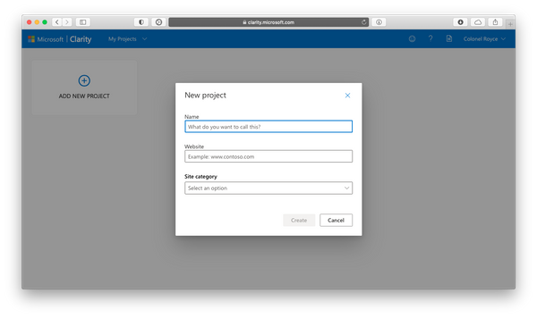 Создание проекта в Microsoft Clarity